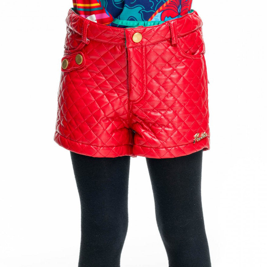 
  Shorts from the Rosalita Senoritas girl's clothing line in quilted faux leather,
  with side p...