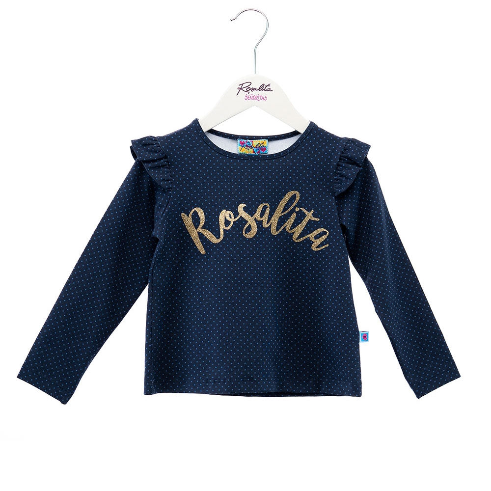 T-shirt from the Rosalita senoritas girl's clothing line, with micropois pattern, with glitter pr...