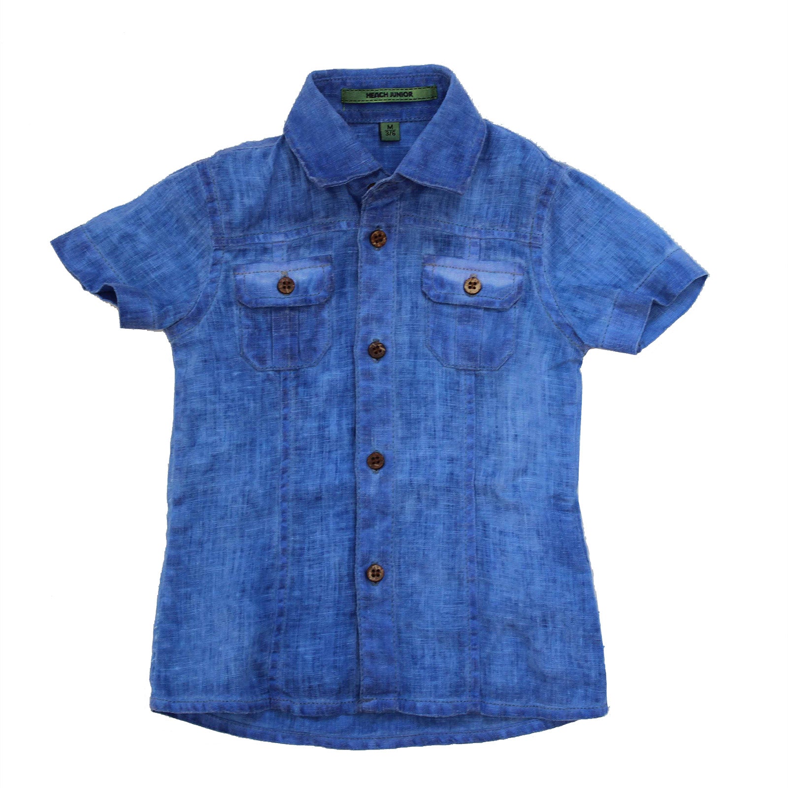 
  Short-sleeved shirt from the Silvian Heach children's clothing line in washed effect linen wit...