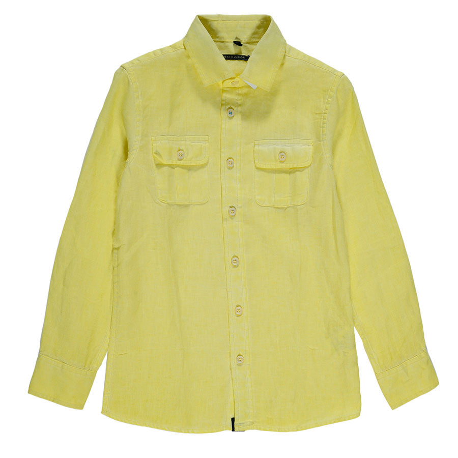 
  Long-sleeved linen shirt from the children's clothing line Silvian Heach with
  front pockets....