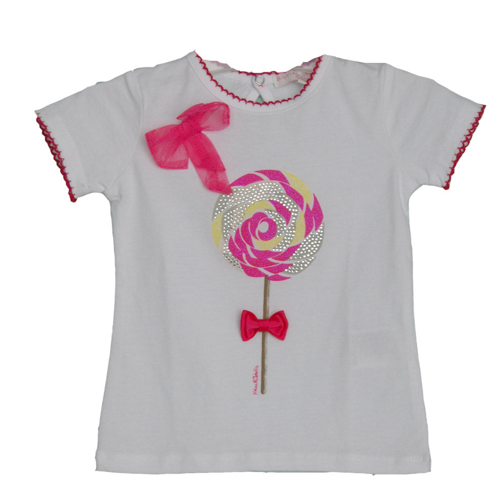 
  T-Shirt from the Silvian Heach Kids clothing line; plain fabric
  decorated on the front with ...