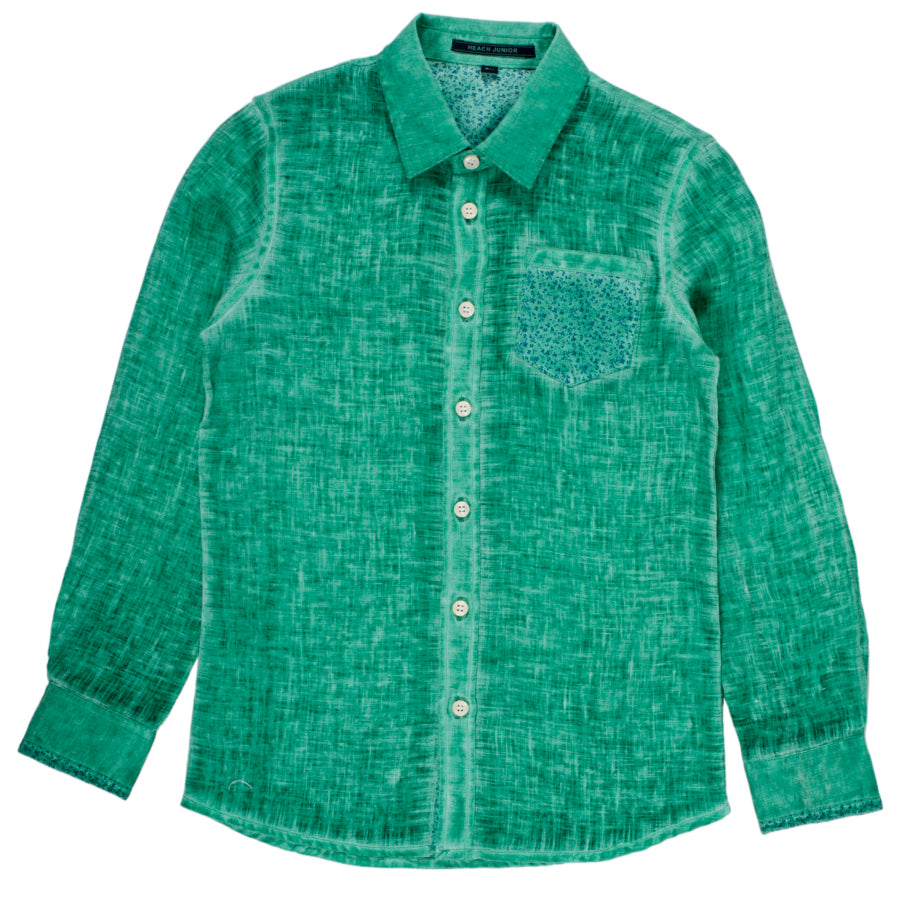 
  Shirt from the Silvian Heach Kids clothing line; long sleeve model
  in washed effect linen wi...