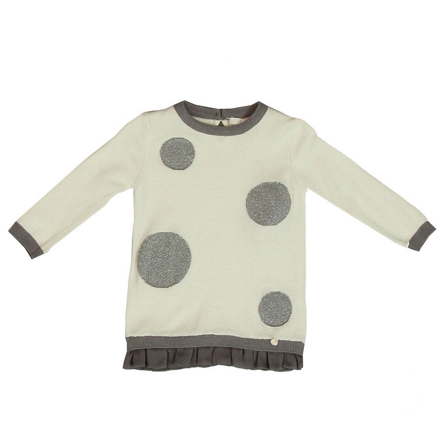 Elegant maxipull from the Silvian Heach Kids clothing line, with beautiful lamé polka dot pattern...