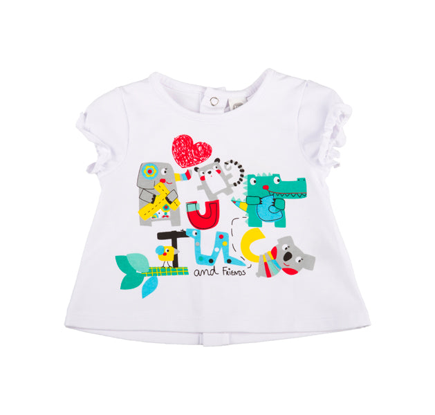 
  T-shirt from the Tuc Tuc girl's clothing line with short sleeves with prints on the front and ...