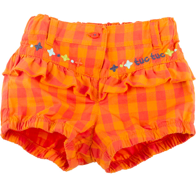 
  Balloon shorts from the Tuc Tuc girl's clothing line in poplin
  with checked pattern; embroid...