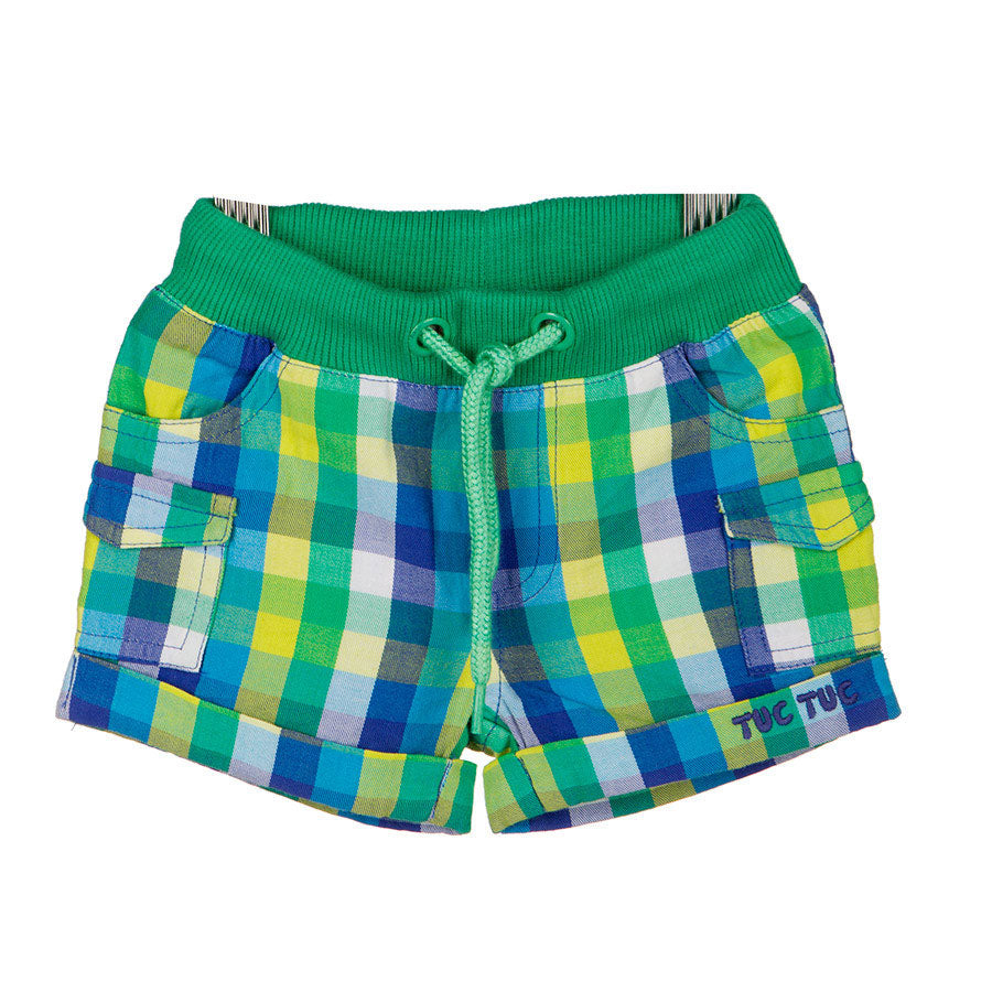 
  Bermuda shorts from the Tuc Tuc children's clothing line with checked pattern and elastic
  at...