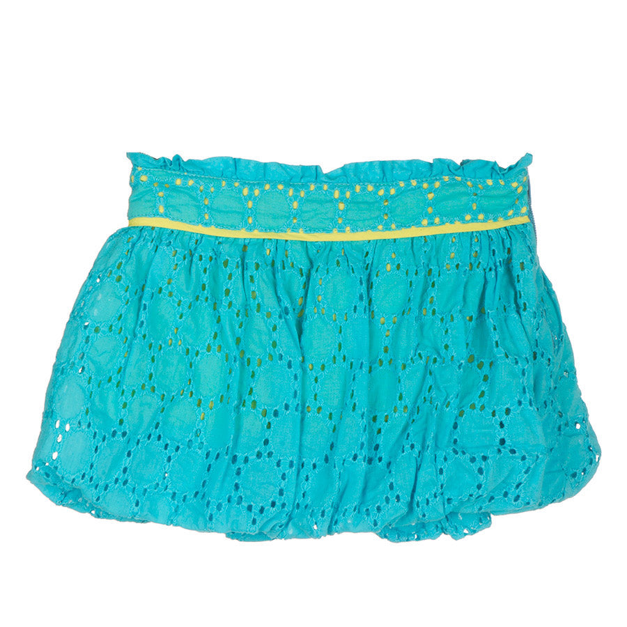 
  Little skirt from the Tuc Tuc girl's clothing line in perforated fabric and with
  balloon cut...