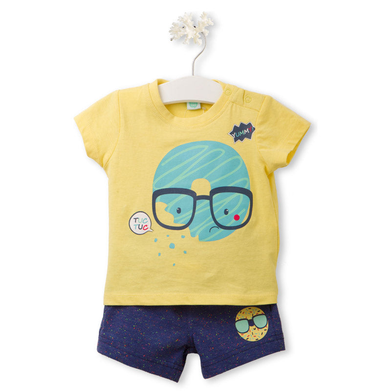 
  Two-piece Tuc Tuc children's clothing line complete with matching t-shirt
  combined with a ni...