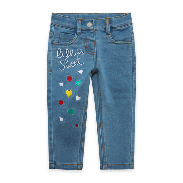 
  Denim trousers from the Tuc Tuc Girl's Clothing Line, Frutity Time collection,
  with adjustab...