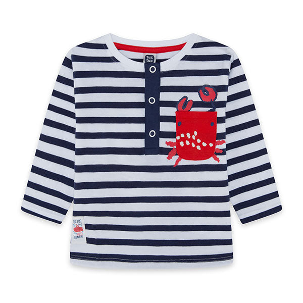 
  Striped T-shirt from the tuc Tuc Childrenswear Line, Red Submarine collection,
  with pocket o...