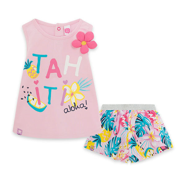 
  Two-piece suit from the Tuc Tuc Girl's Clothing line, Tahiti collection,
  composed of floral ...