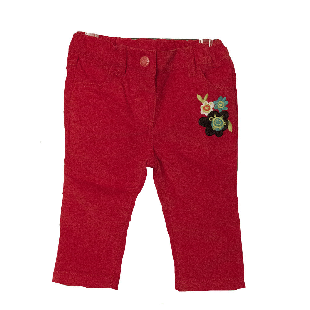 
  Girl's clothing line Tuc Tuc trousers in corduroy, with flower
  embroidered on the front. Adj...