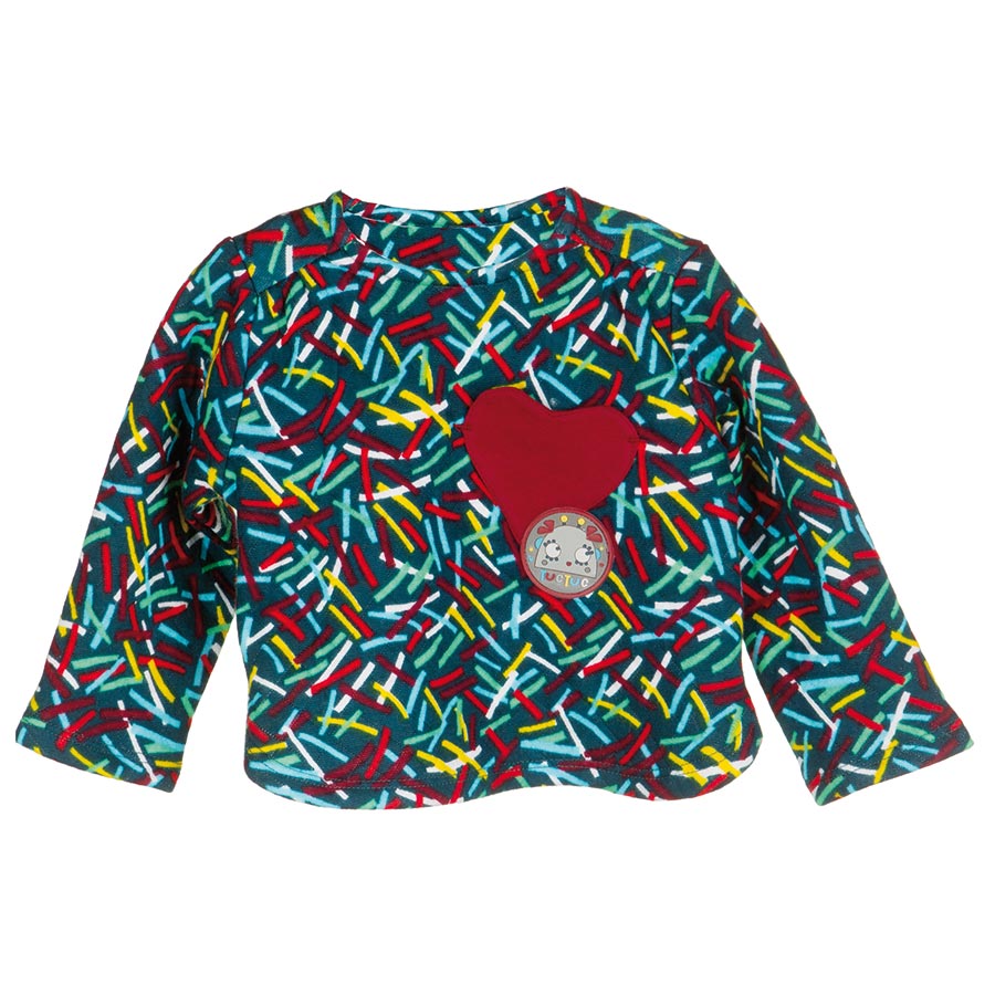 
  Sweatshirt from the Tuc Tuc girl's clothing line, with snap buttons on the
  back and heart po...