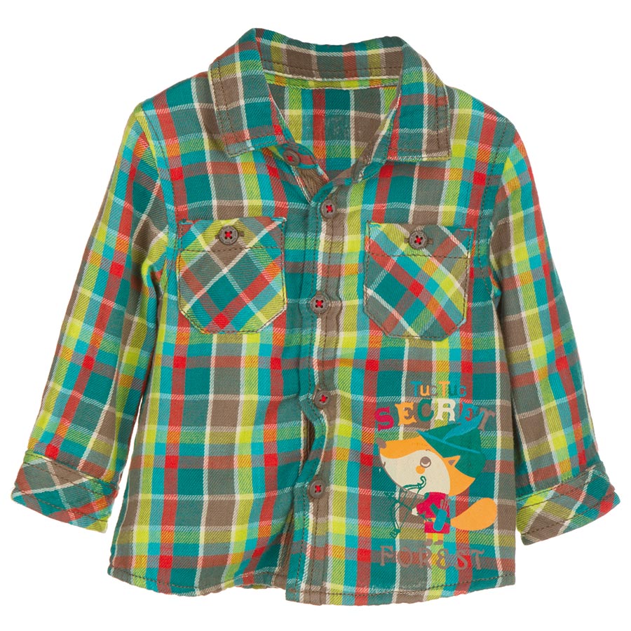 
  Girl's Tuc Tuc flannel shirt from the Tuc Tuc girl's clothing line, with little pockets on the...