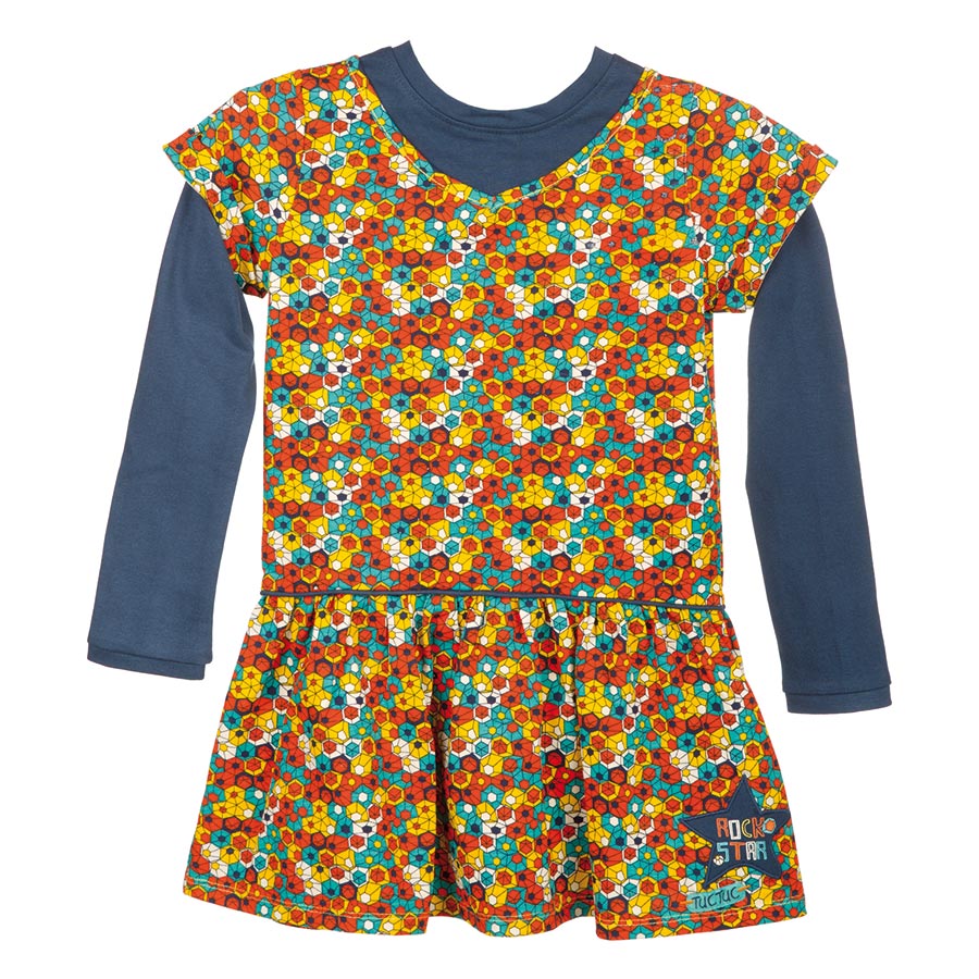 
  Tuc Tuc girl's clothing line dress, with round neckline and cut on the
  flanks. Beautiful geo...