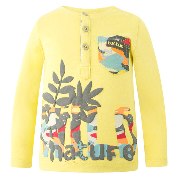 
  Long-sleeved t-shirt from the Tuc Tuc Kids' Clothing line with buttons
  and multicolored pock...