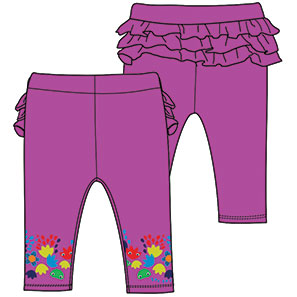 Leggins from the Tuc Tuc girl's clothing line, with multicolor print on purple background, curly ...