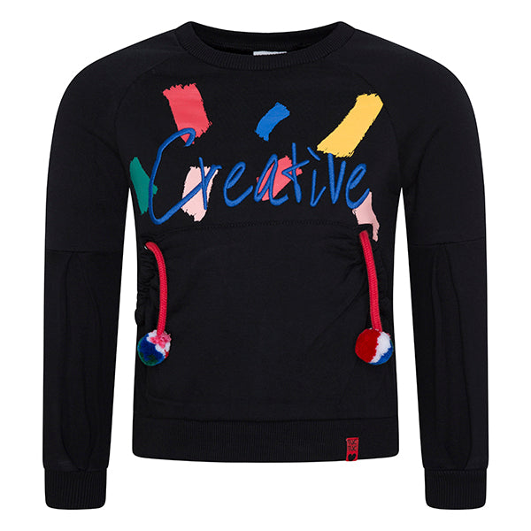 Sweatshirt from the Tuc Tuc girl's clothing line, with coloured embroidery on the front and a uni...