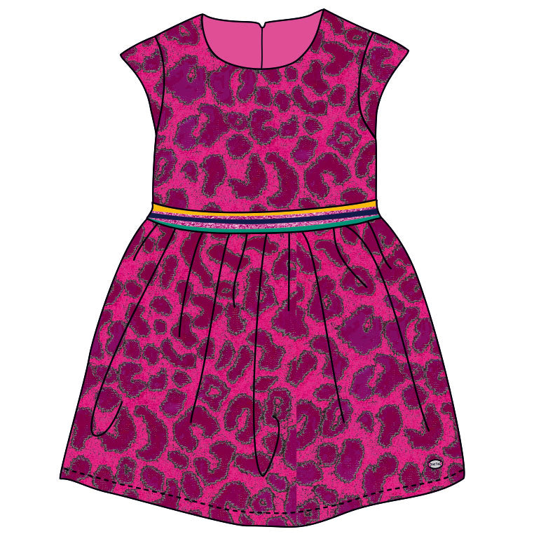 Dress from the Tuc Tuc girl's clothing line, with tone on tone embossed animalier pattern and mul...