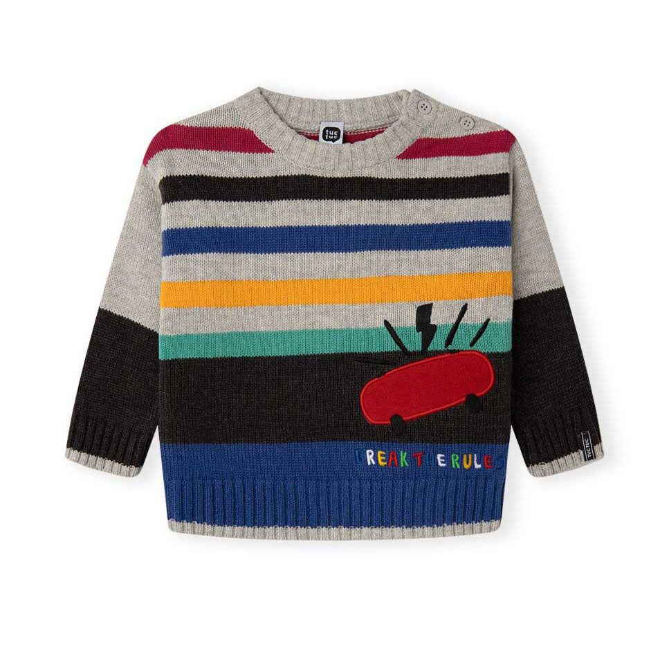
Sweater from the Tuc Tuc Children's Clothing Line, with striped pattern and buttons on the shoul...