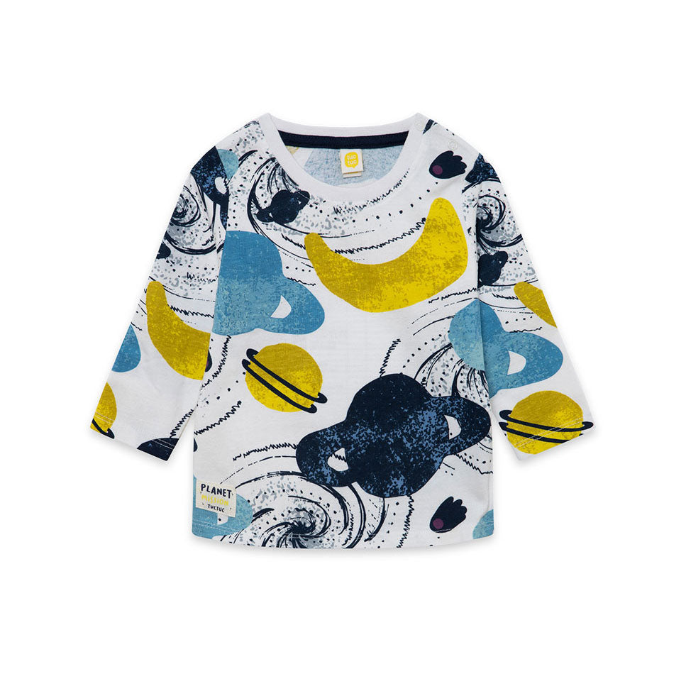 
T-shirt from the Tuc Tuc Childrenswear Line, with all-over multicolor planets pattern.

 
Compos...