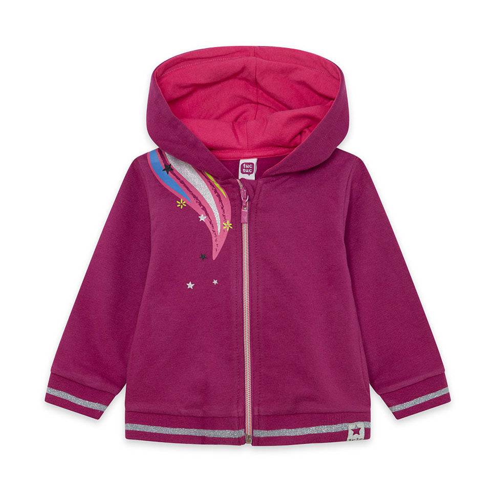 
Hooded sweatshirt from the Tuc Tuc Girl's Clothing Line, with hood and zip, and multicolor print...