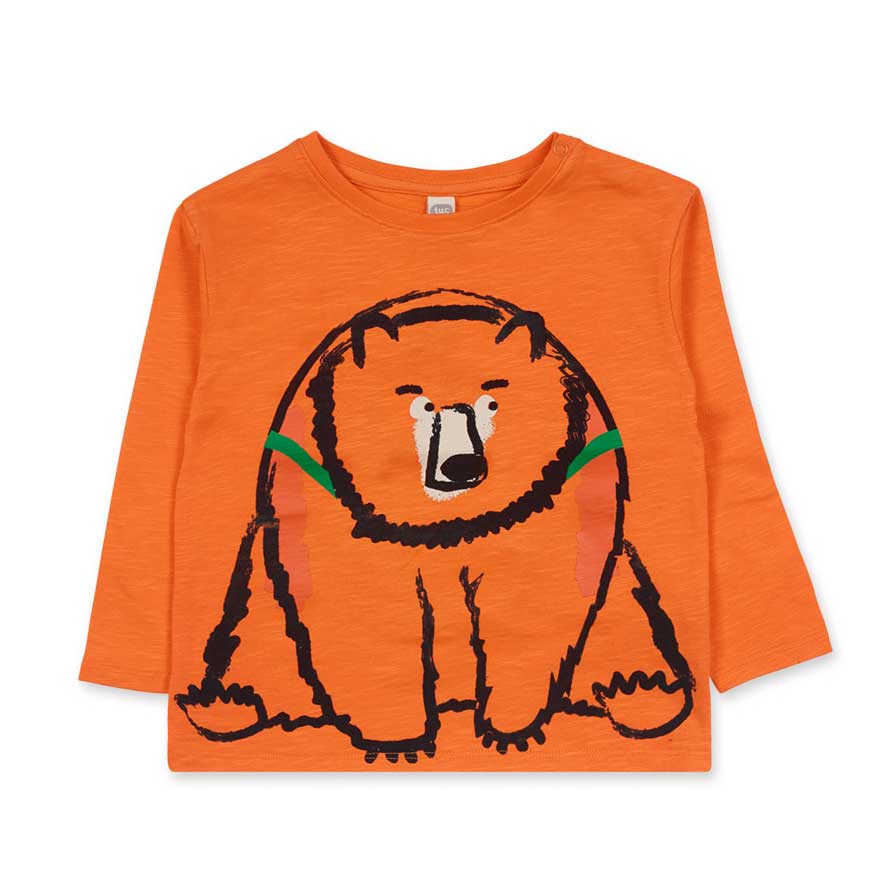 
T-shirt from the Tuc Tuc children's clothing line, with a bear design on the front in contrastin...