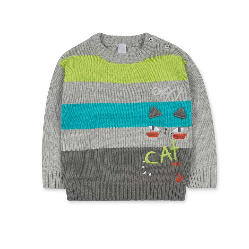 Sweater from the Tuc Tuc children's clothing line, with knitted applications on the front and a d...