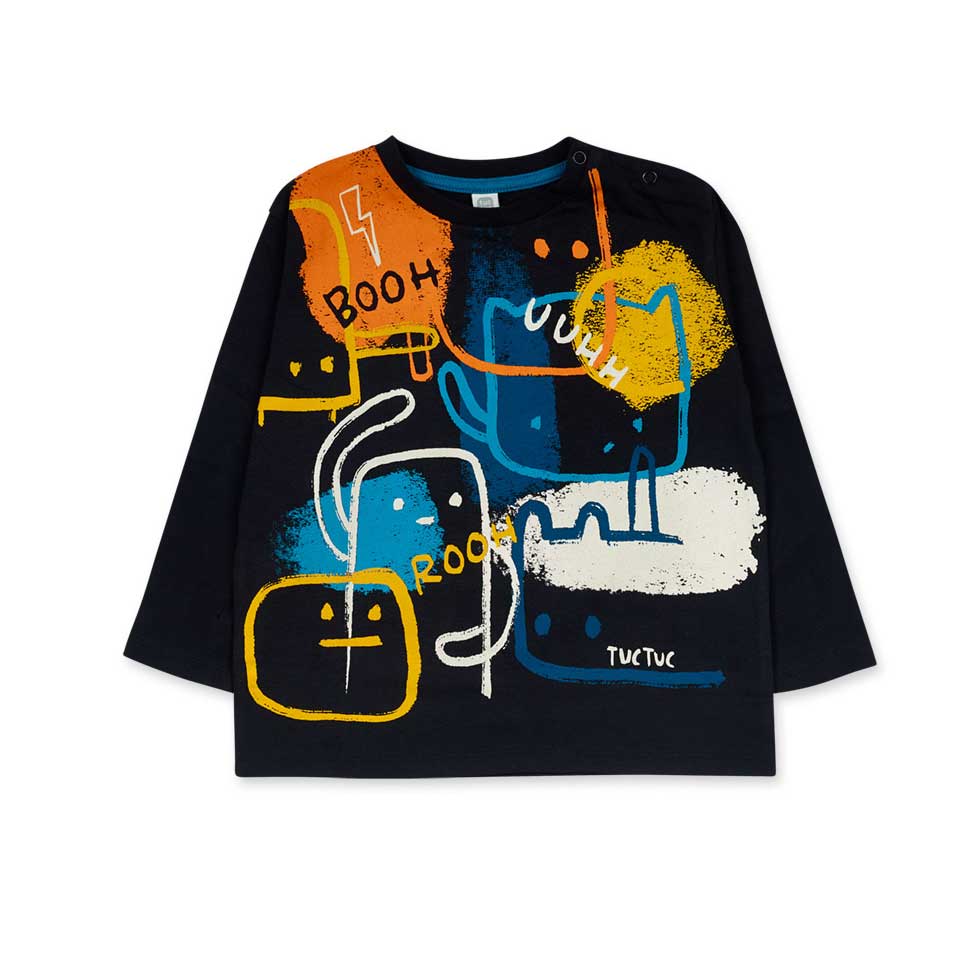 
T-shirt from the Tuc Tuc children's clothing line, with snap buttons on the shoulder and multico...