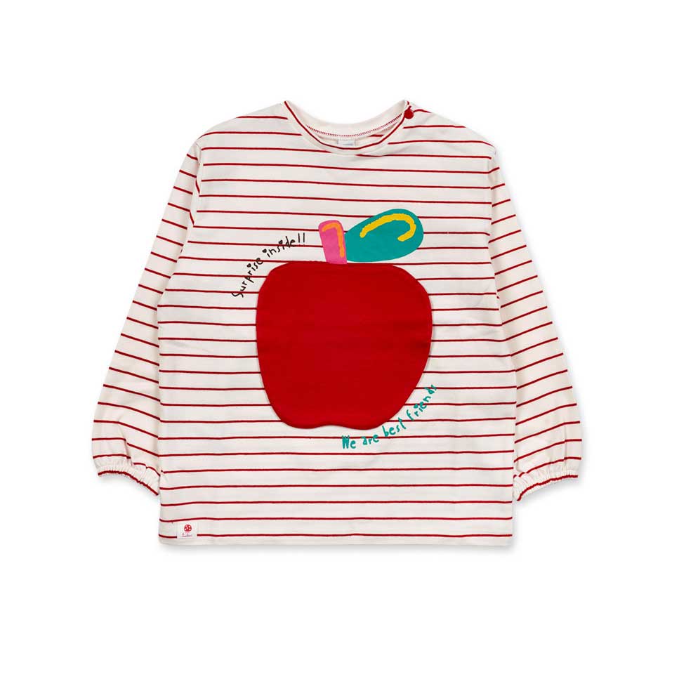 Long-sleeved t-shirt from the Tuc Tuc girls' clothing line, with striped pattern and fabric appli...