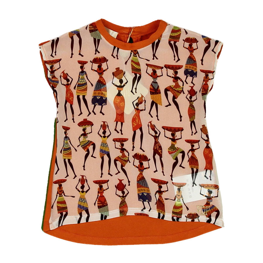 
  T-shirt from the girls' clothing line Via Delle Perle Girls, sleeveless model
  patterned fabr...